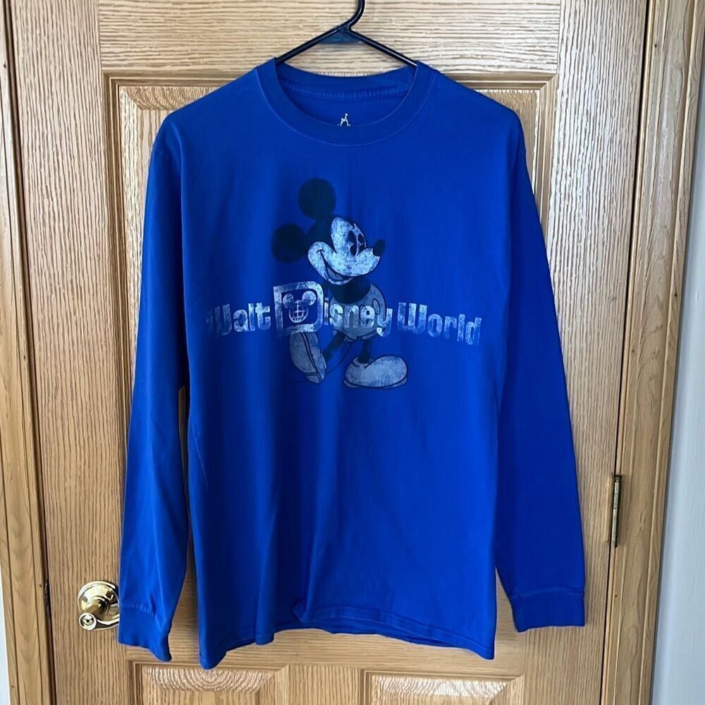 Walt Disney World Blue Long Sleeve Mickey Mouse Crew Neck Medium